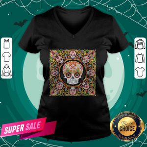 Sugar Skull Mandala Dia De Los Muertos Day Dead V-neck
