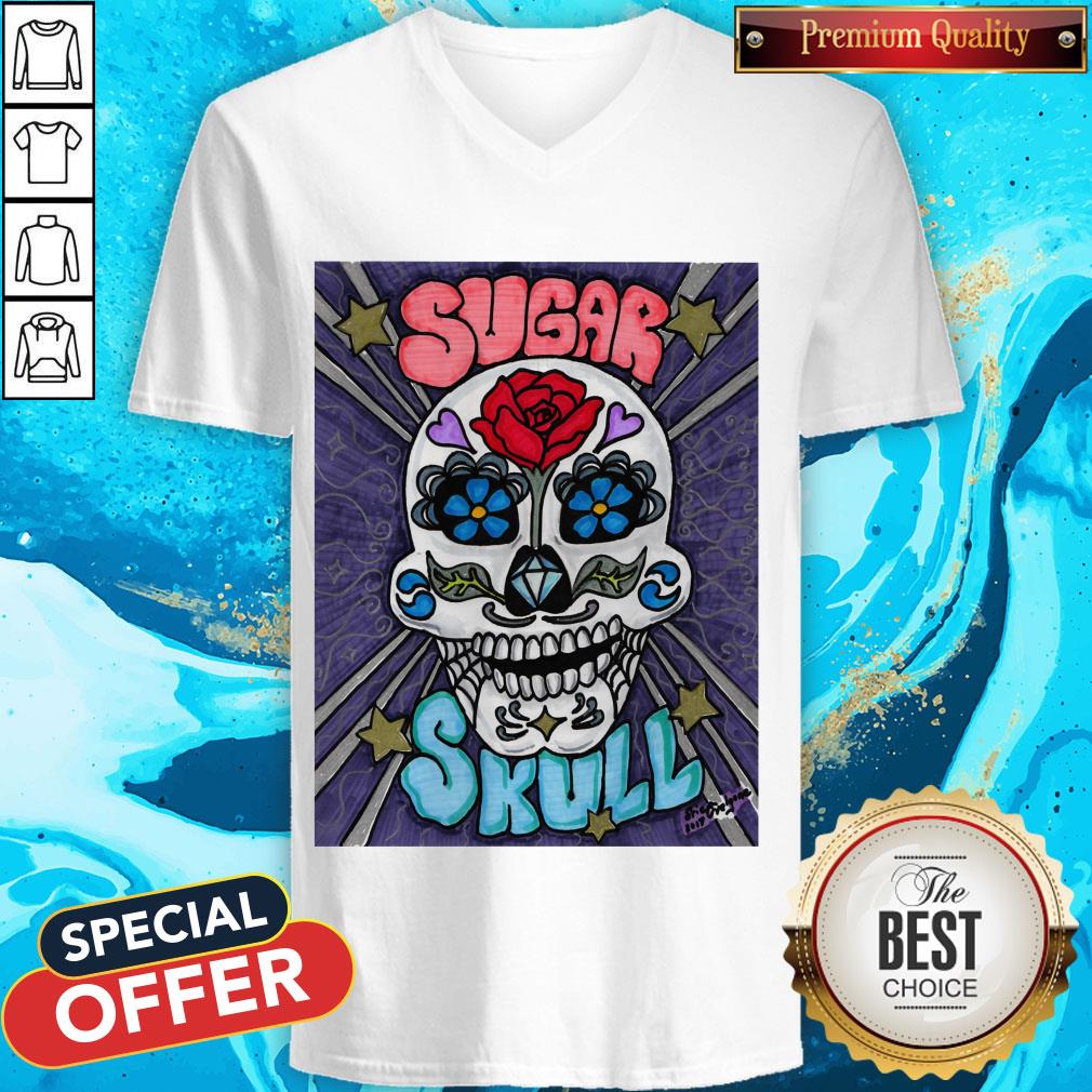 Sugar Skull Trippy Day Of The Dead Muertos Shirt Sugar Skull Trippy Day Of The Dead Muertos V-neck