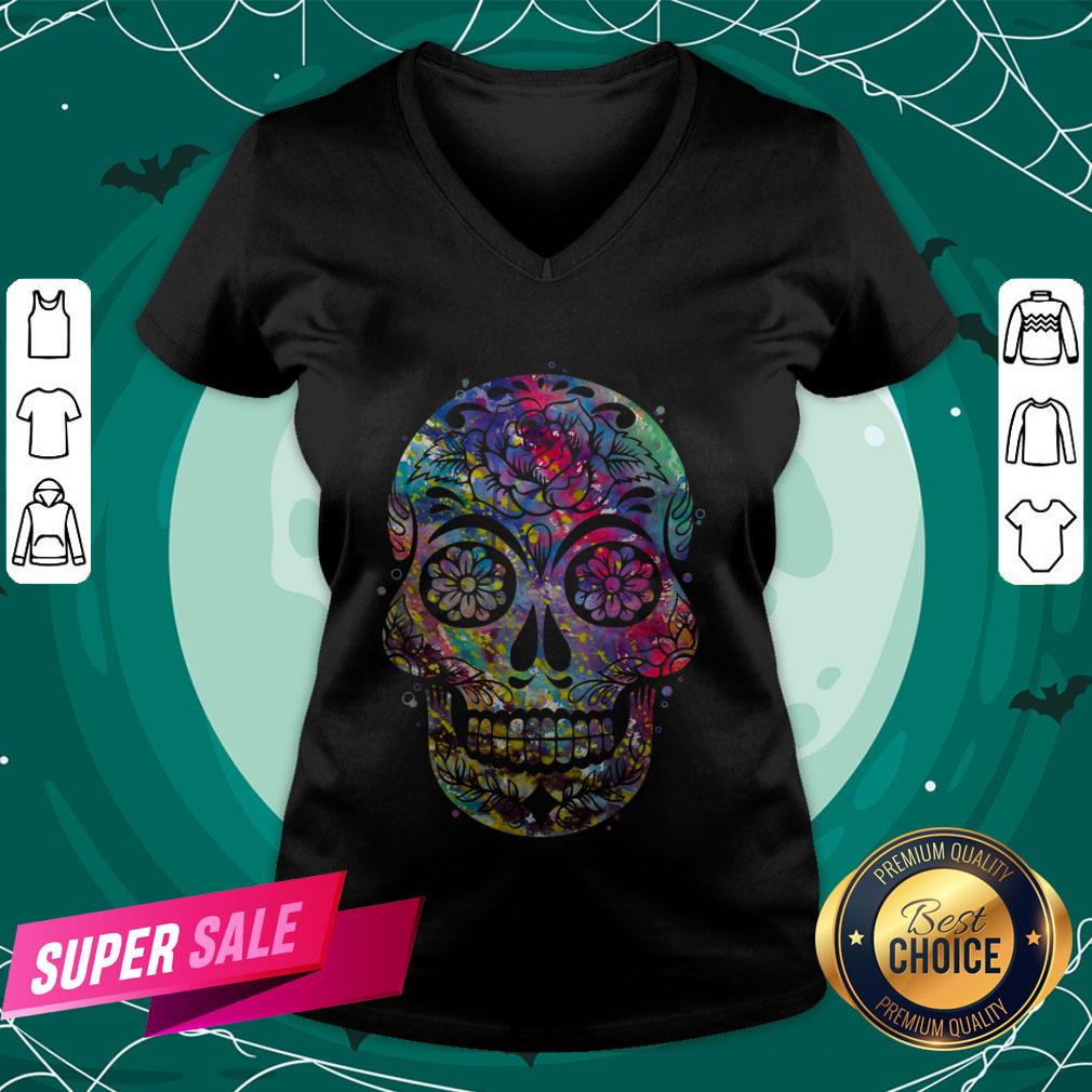 Sugar Skull Watercolor Day Of The Dead Dia De Muertos Shirt Sugar Skull Watercolor Day Of The Dead Dia De Muertos V-neck