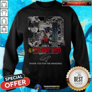 50 Corey Crawford Chicago Blackhawks 2005 06 2007 2020 Thank You For The Memories Signature Sweatshirt - Design By Togethertee.com