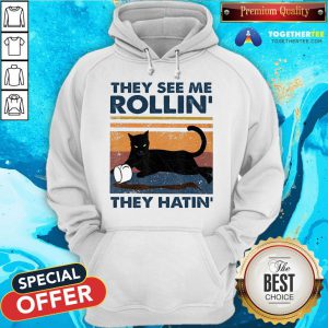 Black Cat They See Me Rollin They Hatin Vintage Hoodie