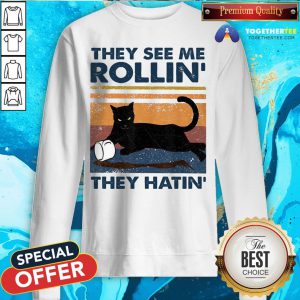 Black Cat They See Me Rollin They Hatin Vintage Sweatshirt