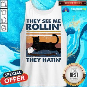 Black Cat They See Me Rollin They Hatin Vintage Tank Top