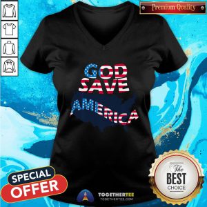 Cute God Save America Patriotic American Flag V-neck - Design By Togethertee.com
