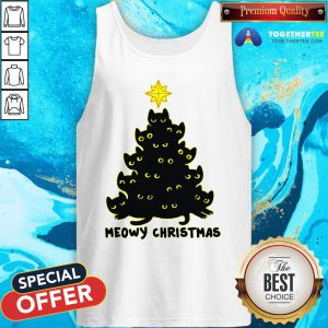 Cute Meowy Christmas Black Cat Tank Top - Design By Togethertee.com