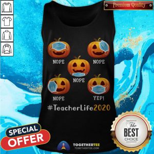 Funny Halloween Teacher Life 2020 Pumpkin Wearing Mask Tank Top