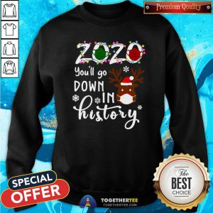 Happy 2020 You’ll Go Down In History Christmas Sweatshirt - Design By Togethertee.com