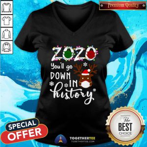 Happy 2020 You’ll Go Down In History Christmas V-neck - Design By Togethertee.com