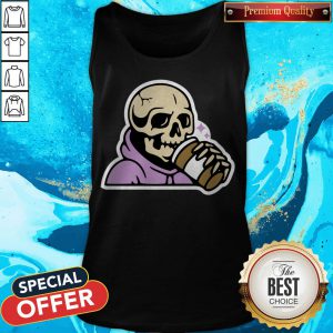 Happy Halloween Coffee Drinking Skeleton Tank Top