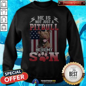 He Is Not Just A Pitbull Se Is My Son American Flag Sweatshirt - Design By Togethertee.com