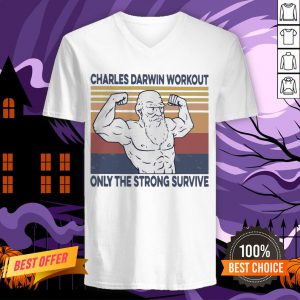 Official Charles Darwin Workout Only The Strong Survive Vintage V-neck