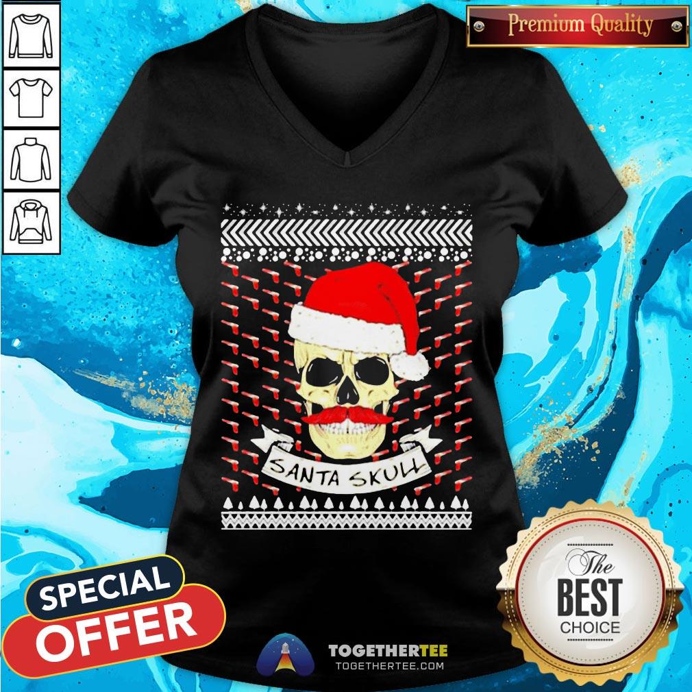Official Santa Skull Ugly Christmas V-neck - Design By Togethertee.com Official Santa Skull Ugly Christmas V-neck - Design By Togethertee.com