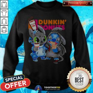 Official Stitch And Toothless Hug Dunkin Donuts Sweatshirt - Design By Togethertee.com