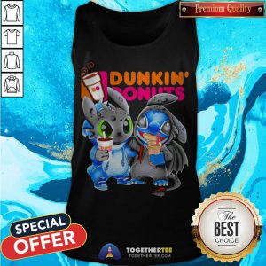 Official Stitch And Toothless Hug Dunkin Donuts Tank Top - Design By Togethertee.com