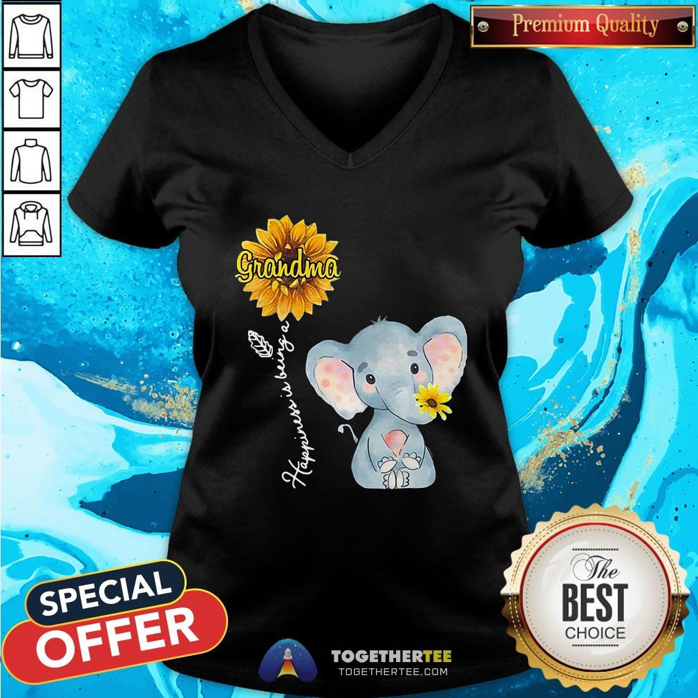 Perfect Grandma Happiness Is Being A Sunshine Flower V-neck - Design By Togethertee.com Perfect Grandma Happiness Is Being A Sunshine Flower V-neck - Design By Togethertee.com