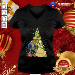 Awesome Beauty And The Beast Christmas Tree V-neck - Design By Togethertee.com