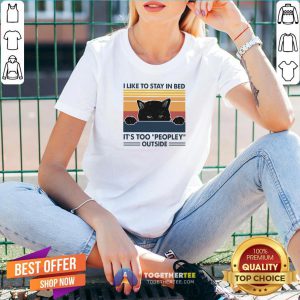 Beautiful Black Cat I Like To Stay In Bed It’s Too Peopley Outside Vintage V-neck - Design By Togethertee.com