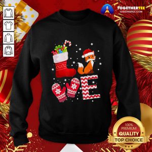 Cute Love Fox Santa Ugly Christmas Sweatshirt - Design By Togethertee.com