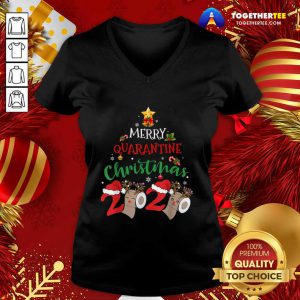 Merry Quarantine Christmas 2020 Pajamas Matching Family Gift V-neck - Design By Togethertee.com