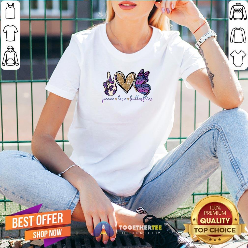Cute Peace Love Butterflies V-neck - Design By Togethertee.com Cute Peace Love Butterflies V-neck - Design By Togethertee.com