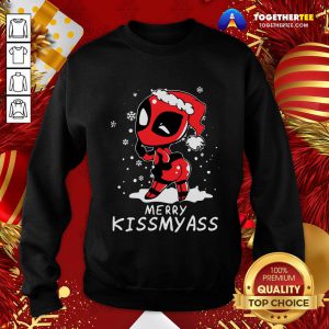 Cute Santa Deadpool Merry Kiss My Ass Christmas Sweatshirt - Design By Togethertee.com