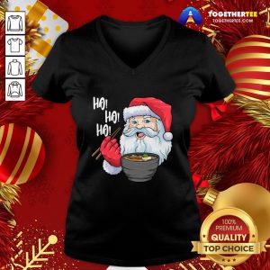 Cute Santa Ramen Noodles Shirt Christmas Japanese Noodles V-neck - Design By Togethertee.com