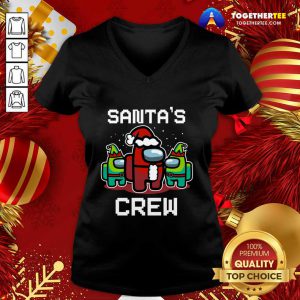 Cute Santa’s Crew Among Us Christmas V-neck - Design By Togethertee.com
