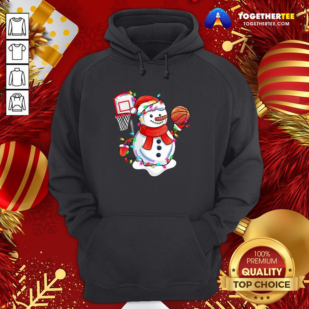 Cute Snowman Playing Basketball Merry Christmas Light Hoodie - Design By Togethertee.com Cute Snowman Playing Basketball Merry Christmas Light Hoodie - Design By Togethertee.com