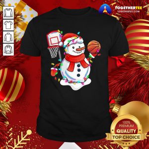 Cute Snowman Playing Basketball Merry Christmas Light Shirt - Design By Togethertee.com