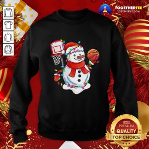 Cute Snowman Playing Basketball Merry Christmas Light Sweatshirt - Design By Togethertee.com