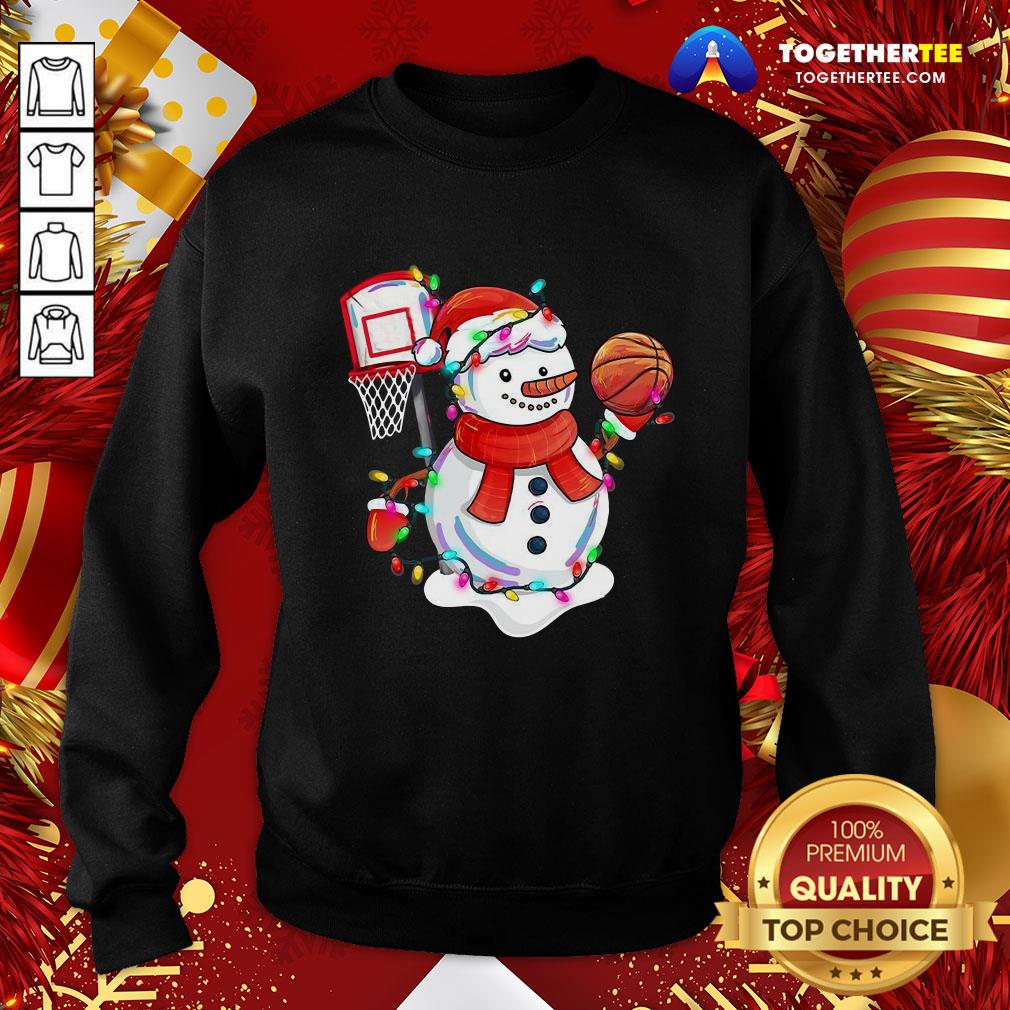 Cute Snowman Playing Basketball Merry Christmas Light Sweatshirt - Design By Togethertee.com Cute Snowman Playing Basketball Merry Christmas Light Sweatshirt - Design By Togethertee.com
