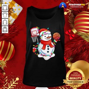 Cute Snowman Playing Basketball Merry Christmas Light Tank Top - Design By Togethertee.com