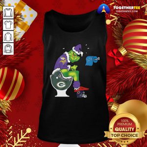 Cute The Grinch Minnesota Vikings Shit On Toilet Green Bay Packers And Other Teams Christmas Tank Top - Design By Togethertee.com