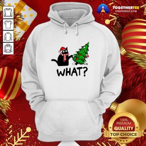 Funny Black Cat What Merry Christmas Tree Hoodie - Design By Togethertee.com