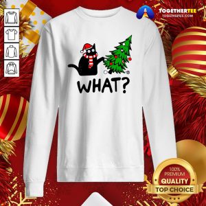 Funny Black Cat What Merry Christmas Tree Sweatshirt - Design By Togethertee.com