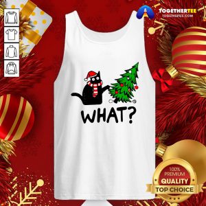 Funny Black Cat What Merry Christmas Tree Tank Top - Design By Togethertee.com