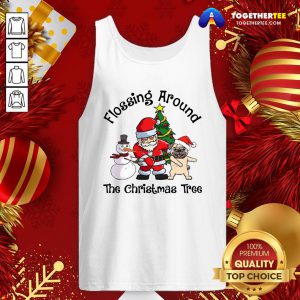 Funny Santa And Pug And Snowman Dabbing Flossing Around The Christmas Tree Tank Top - Design By Togethertee.com