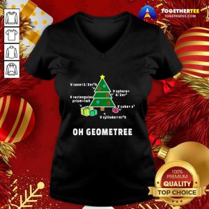 Oh Geometree Christmas Tree Math Teacher Geometry Xmas V-neck - Design By Togethertee.com