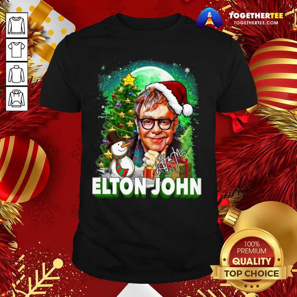 Great Elton John Santa Snowman Merry Christmas Signature Shirt Great Elton John Santa Snowman Merry Christmas Signature Shirt - Design By Togethertee.com