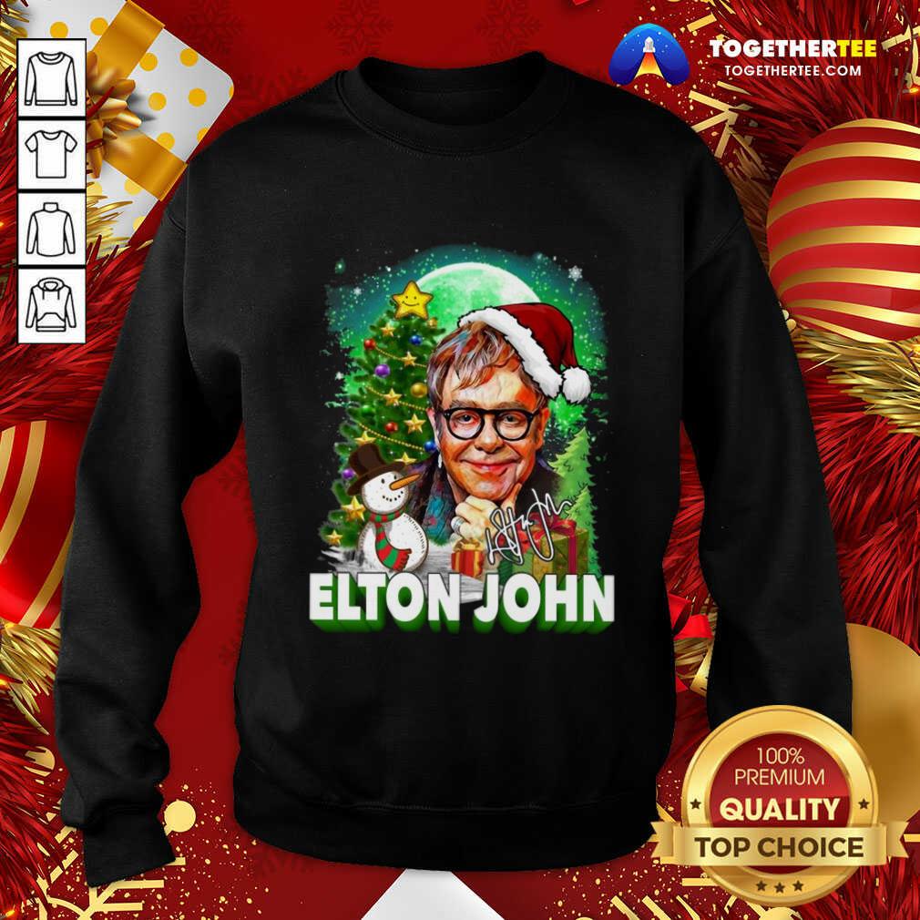 Great Elton John Santa Snowman Merry Christmas Signature Sweatshirt - Design By Togethertee.com Great Elton John Santa Snowman Merry Christmas Signature Sweatshirt - Design By Togethertee.com