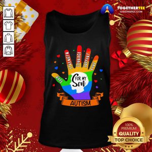 Great LGBT Hand Hope Strength Courage Support Love For My Son Autism Tank Top - Design By Togethertee.com