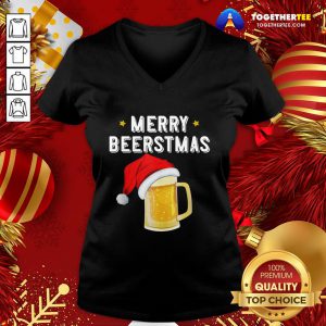 Happy Christmas Beer Merry Beerstmas Drinking Team Squad Ale Party V-neck - Design By Togethertee.com