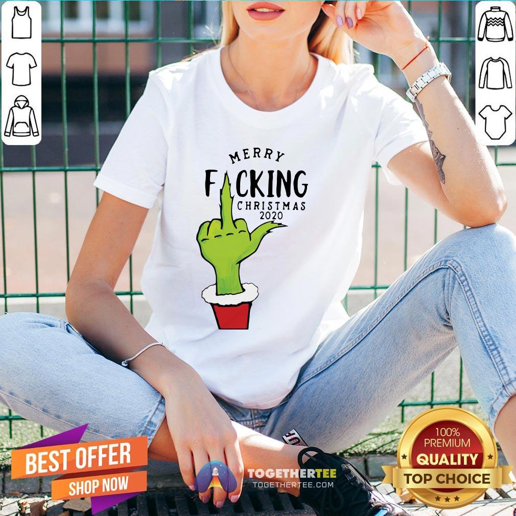 Happy Grinch Hand Merry Fucking Christmas 2020 V-neck - Design By Togethertee.com Happy Grinch Hand Merry Fucking Christmas 2020 V-neck - Design By Togethertee.com