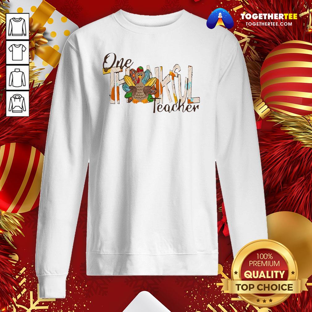 Happy One Thankful Teacher Thanksgiving Leopard Turkey Sweatshirt - Design By Teeshirtbear.com Happy One Thankful Teacher Thanksgiving Leopard Turkey Sweatshirt - Design By Teeshirtbear.com