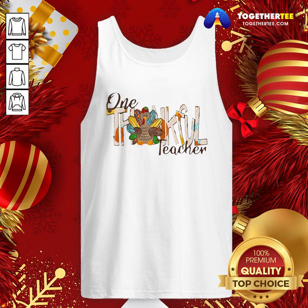 Happy One Thankful Teacher Thanksgiving Leopard Turkey Tank Top - Design By Teeshirtbear.com Happy One Thankful Teacher Thanksgiving Leopard Turkey Tank Top - Design By Teeshirtbear.com