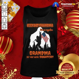 Hot Bigfoot Rock And Roll Grandma Like A Regular Grandma But Way More Squatchy American Flag Tank Top - Design By Togethertee.com