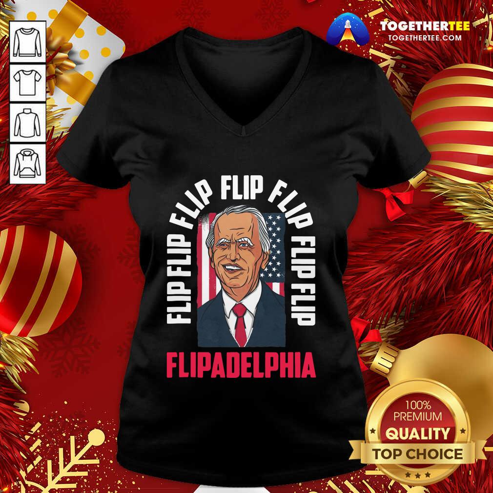Flip Flip Flipadelphia Anti Trump Pro Biden Election American Flag V-neck - Design By Togethertee.com Flip Flip Flipadelphia Anti Trump Pro Biden Election American Flag V-neck - Design By Togethertee.com
