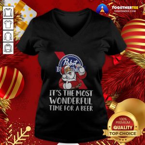 Nice Santa Drink Pabst Blue Ribbon Beer It’s The Most Wonderful Time For A Beer V-neck - Design By Togethertee.com