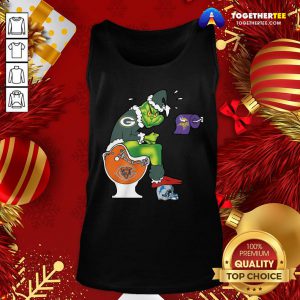 Nice The Grinch Green Bay Packers Shit On Toilet Chicago Bears And Other Teams Christmas Tank Top - Design By Togethertee.com