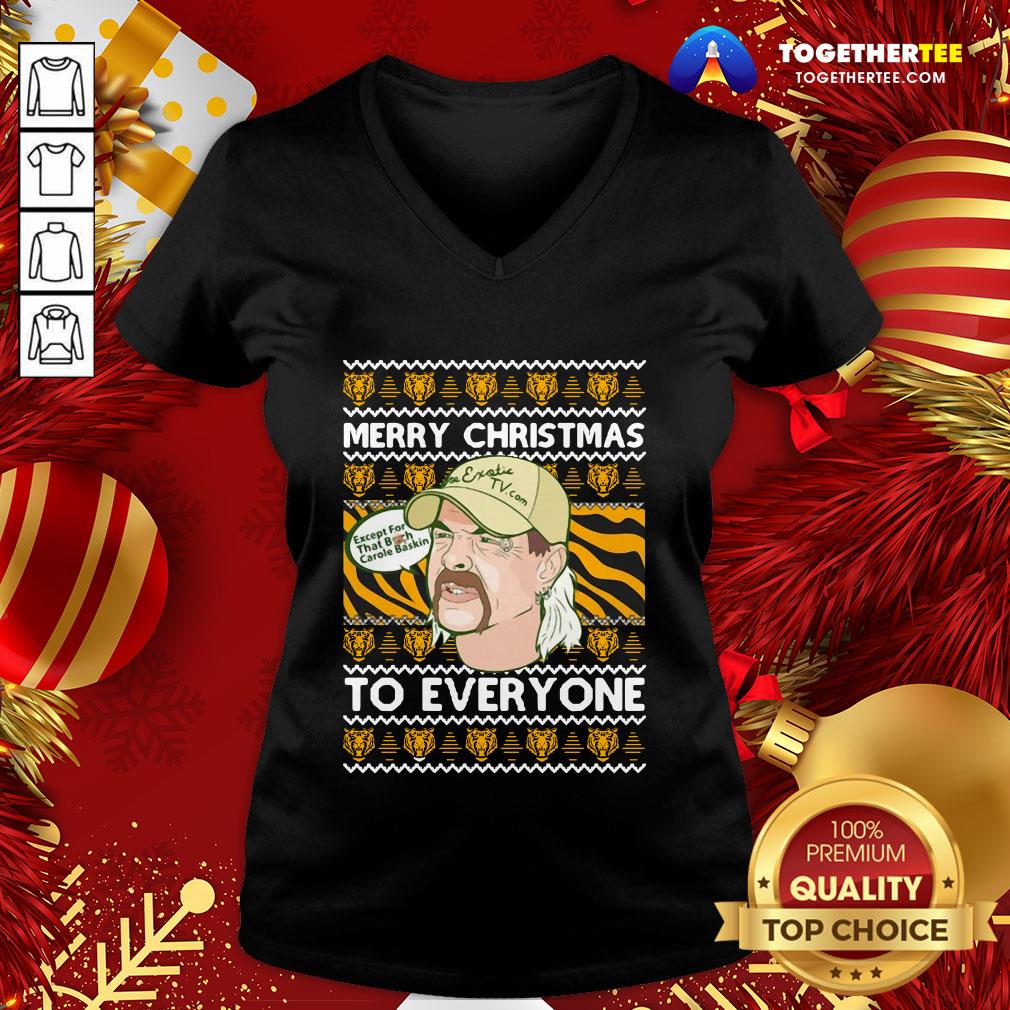 Nice Tiger King Merry Christmas Joe Exotic Big Cat Rescue Carole Baskin SH300 Ugly Christmas Festive V-neck - Design By Togethertee.com Nice Tiger King Merry Christmas Joe Exotic Big Cat Rescue Carole Baskin SH300 Ugly Christmas Festive V-neck - Design By Togethertee.com